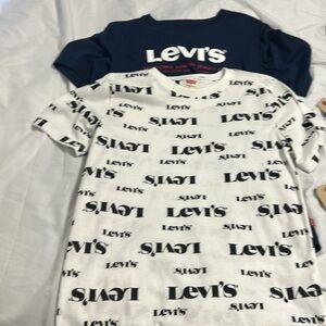 Levi's short sleeve shirts bundle of two. White black and Navy blue. New size L